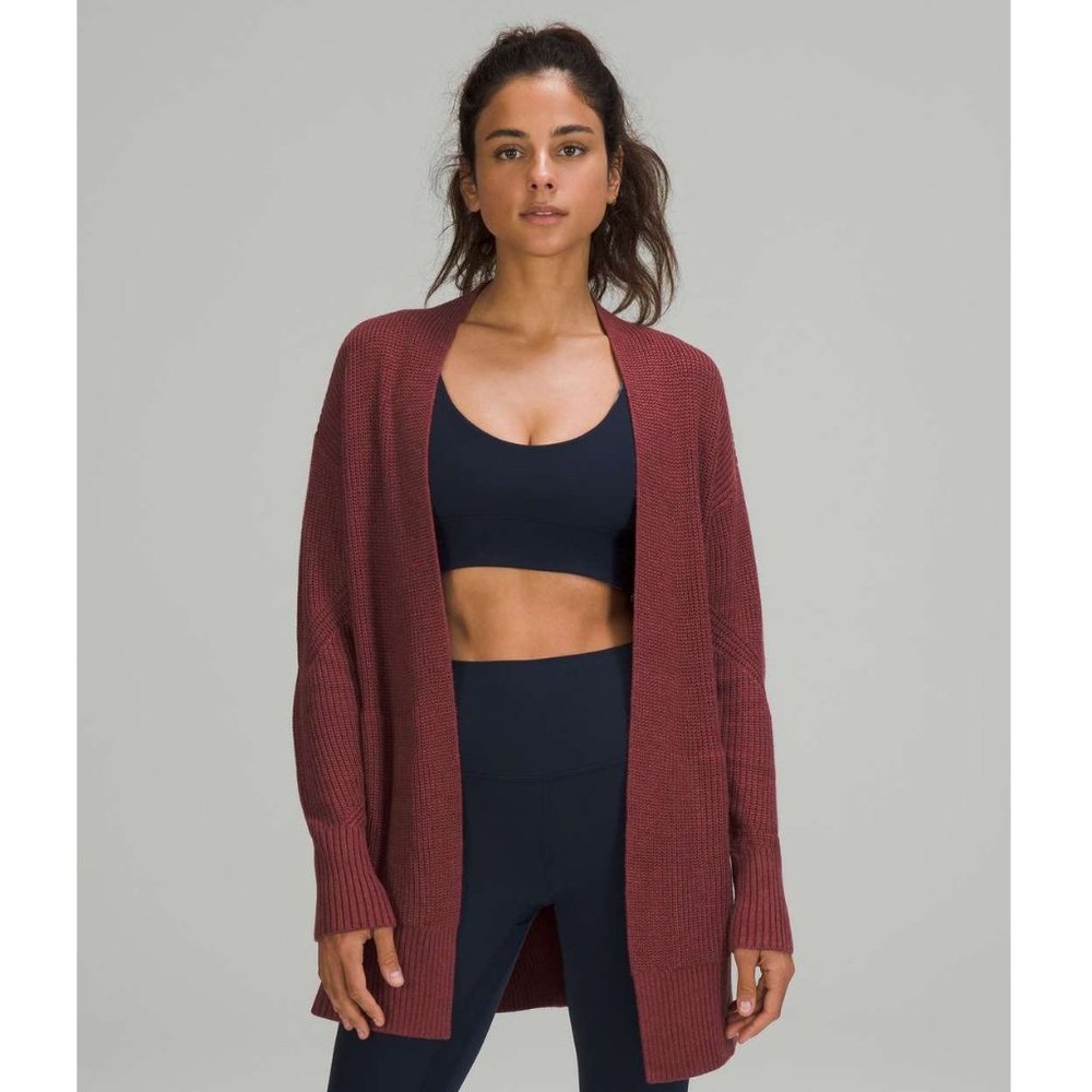 Lululemon Cashlu Sweater Wrap / XS/S / Heathered Mulled Wine Long Cardigan